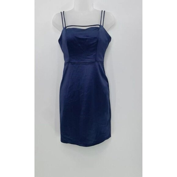 JUMP Women’s Navy Sleeveless Square Neck Short Party Sheath Dress Size 3/4 Event - Picture 1 of 14